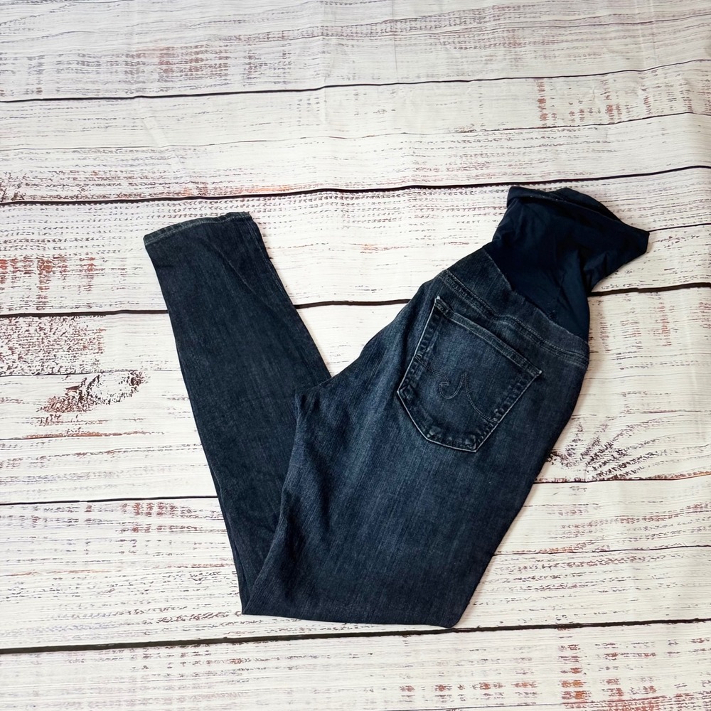 AG Adriano Goldschmied Maternity Skinny Jeans Dark Wash Full Belly Panel 28R - Picture 2 of 8